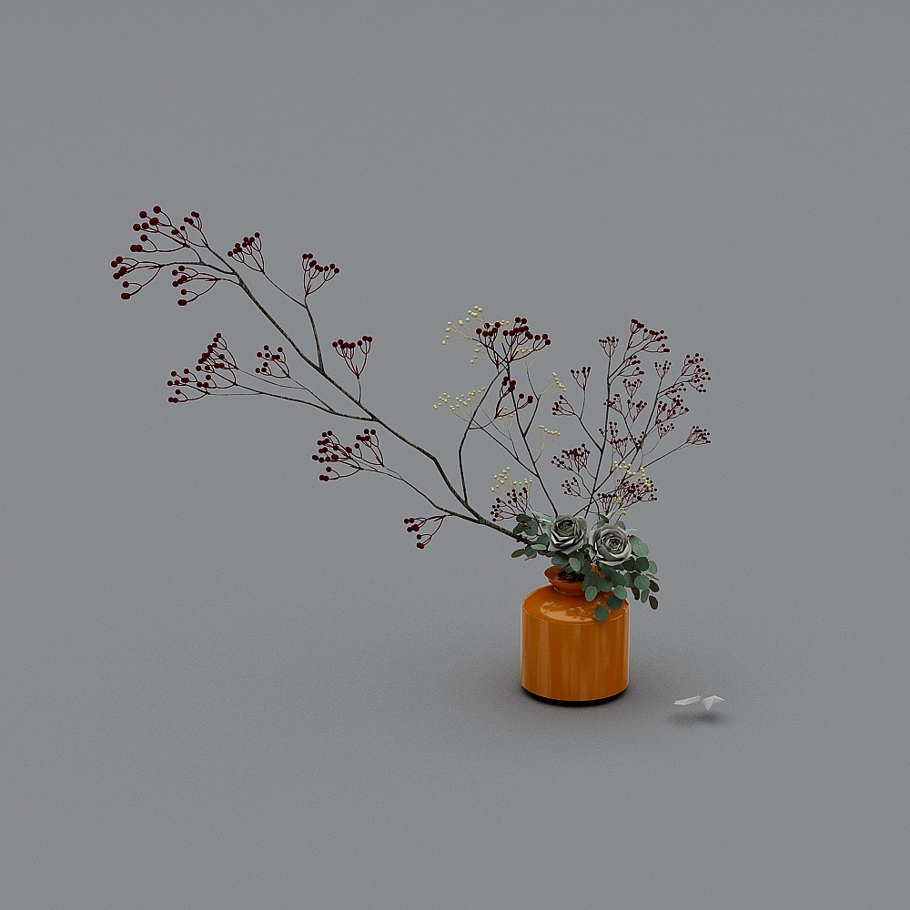 橘色陶瓷瓶组合2(1)3D模型