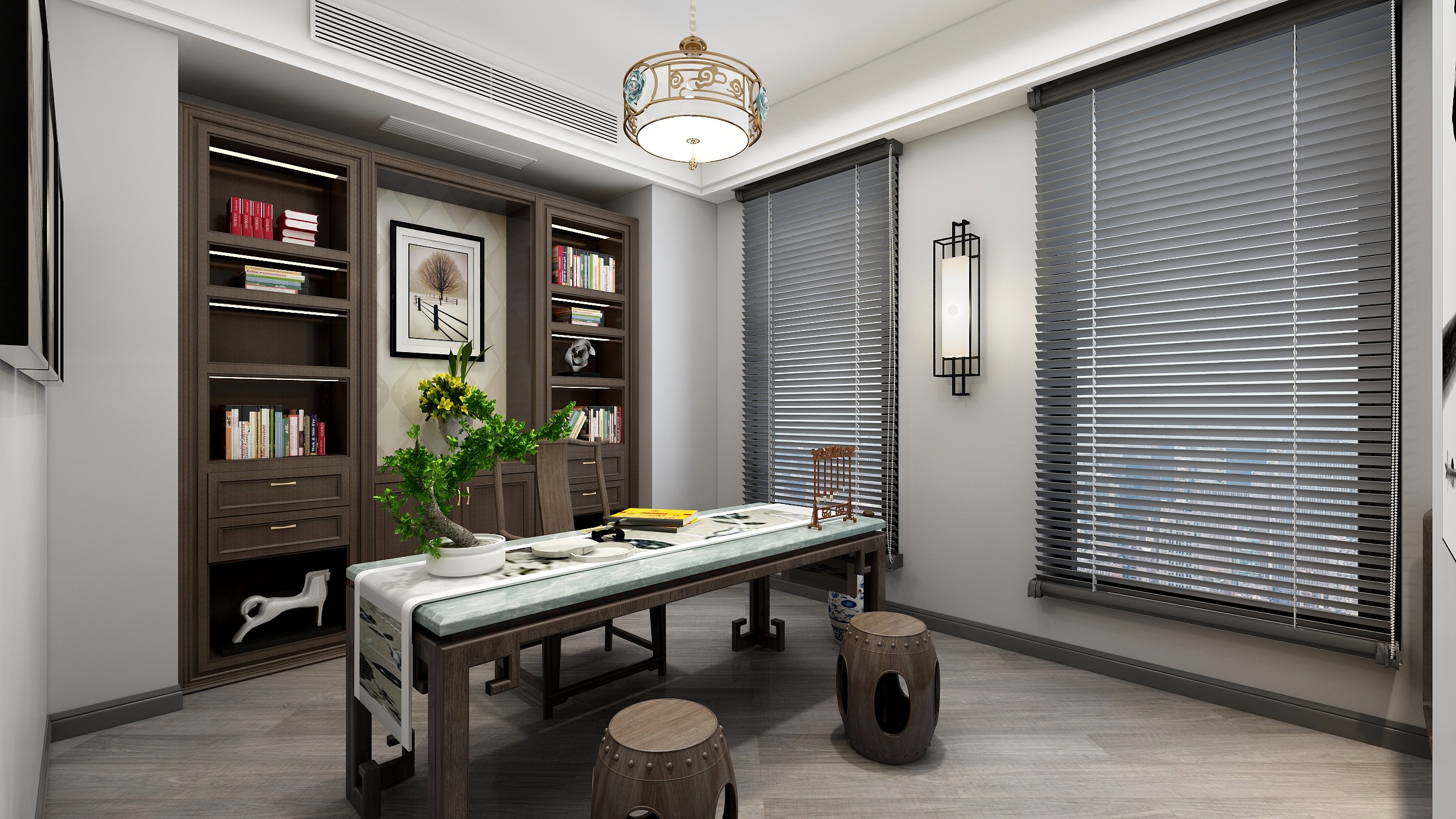 神马云在线-139方新中式三居装修效果图