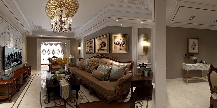 一号公馆设计事务所-凤凰栖李姐简欧风格雅居设计-装修设计方案