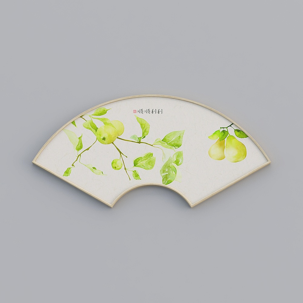 百特好新中式单联扇形原木色水果装饰画58x120cm瓜果蔬菜bwclz-sx-hxb-5