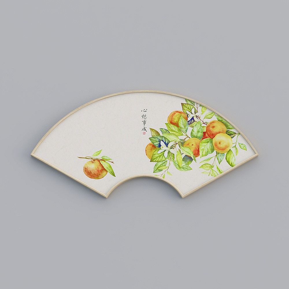 百特好新中式单联扇形原木色水果装饰画58x120cm瓜果蔬菜bwclz-sx-hxb-5