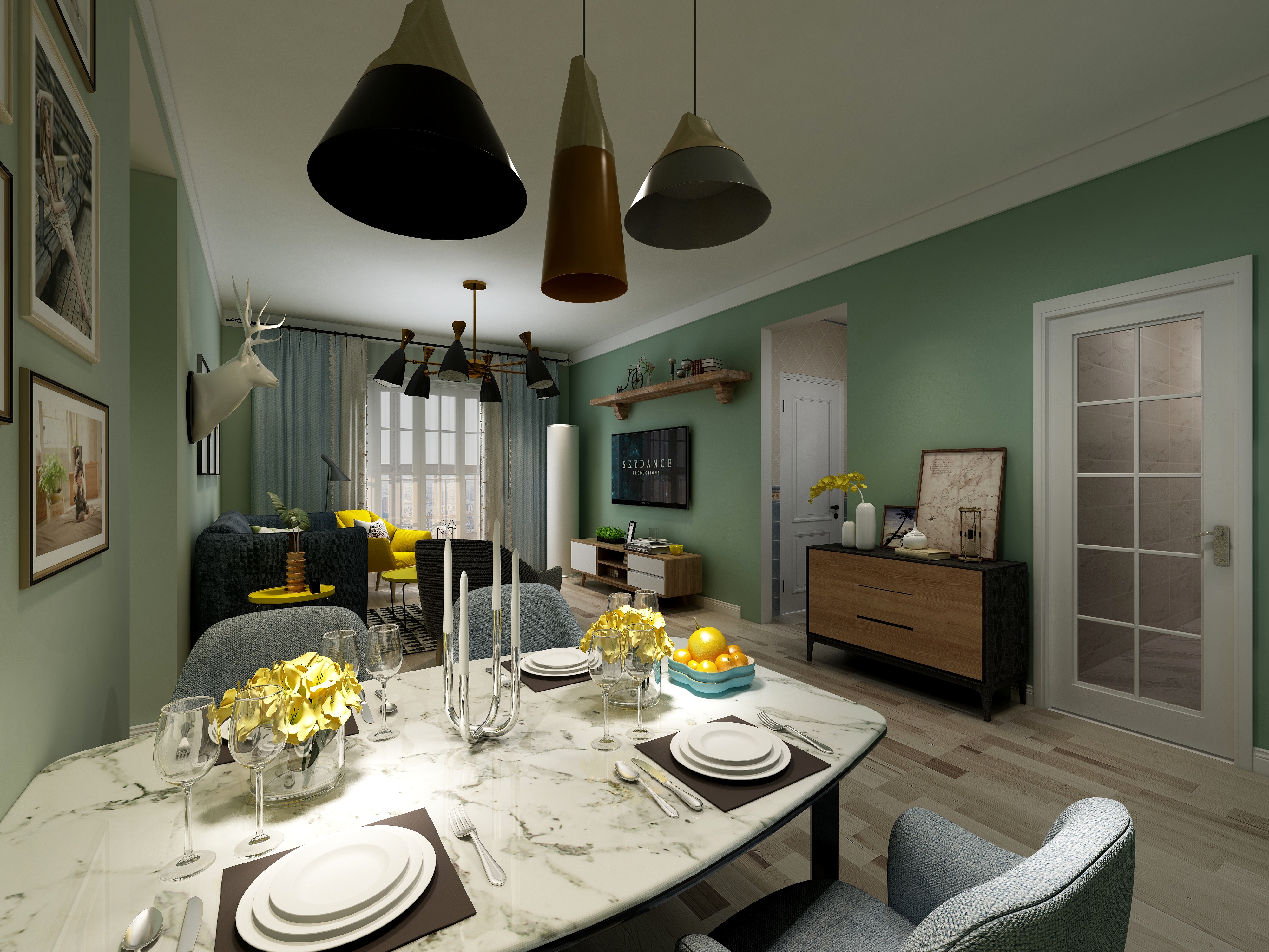 李玉刚sQoy-正大世外桃源现代三室两厅源永久装饰设计-装修设计方案