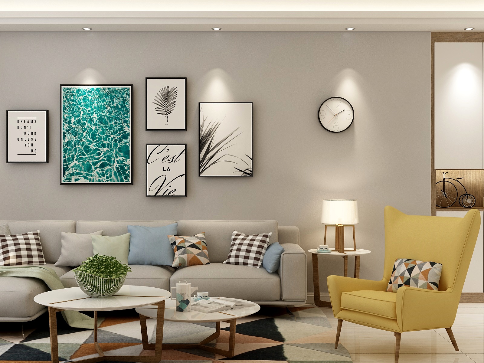 子粲设计-102方北欧两居装修效果图