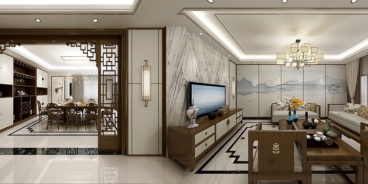 秦兴速-新中式效果图-装修设计方案