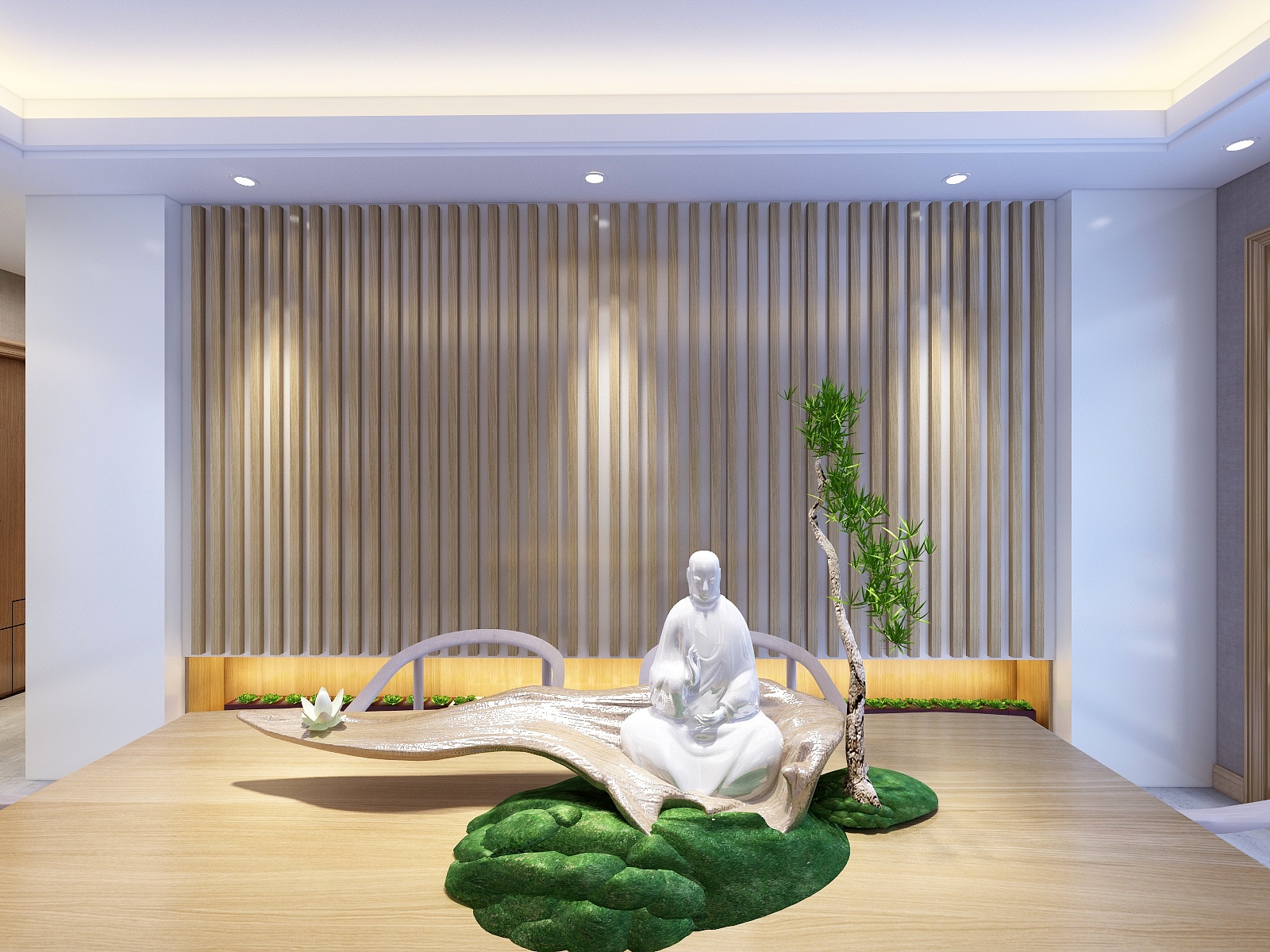 刘安明-128方新中式一居装修效果图