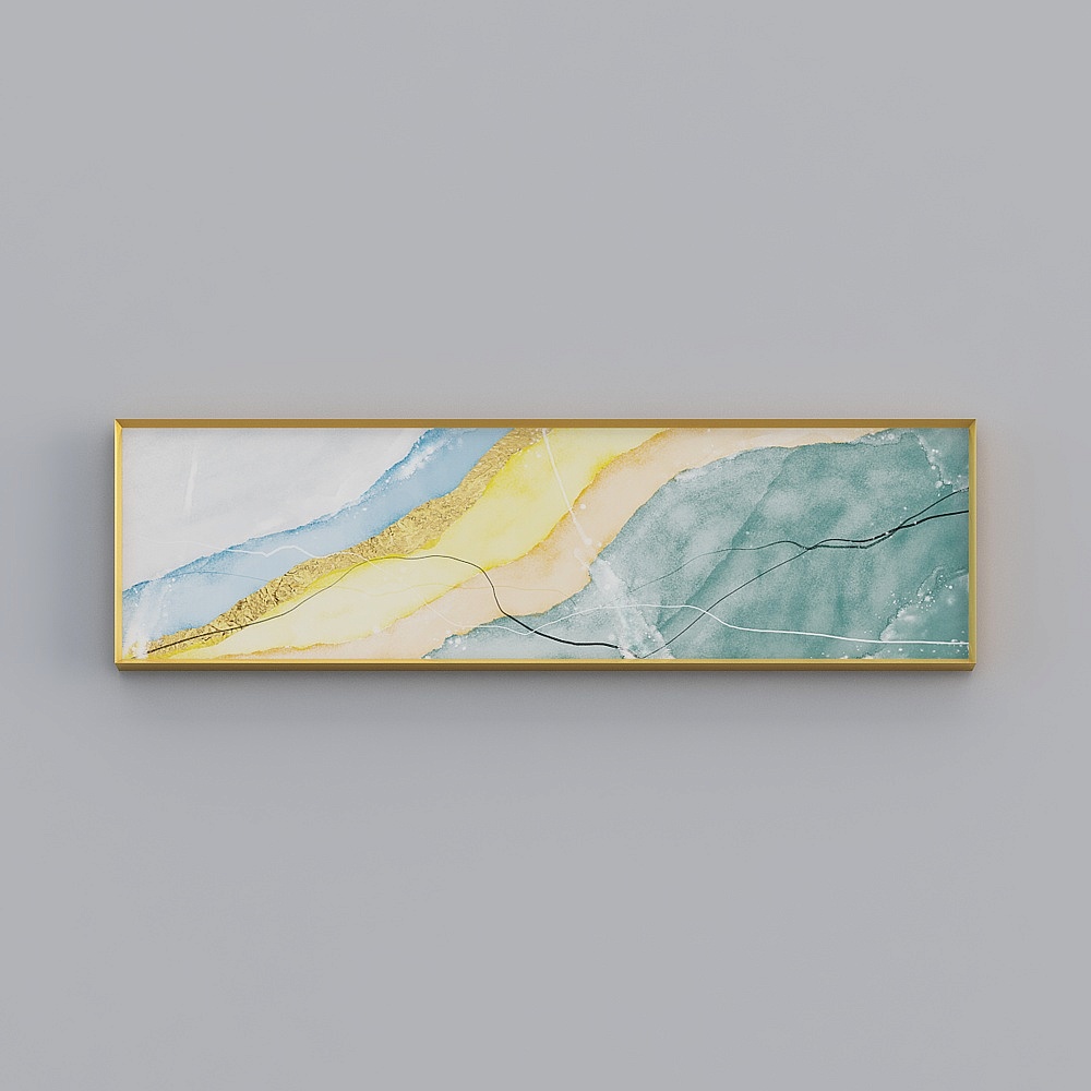 起贝现代卧室单幅横款拉丝哑黑抽象30x110cm抽象装饰画whw-jc-2