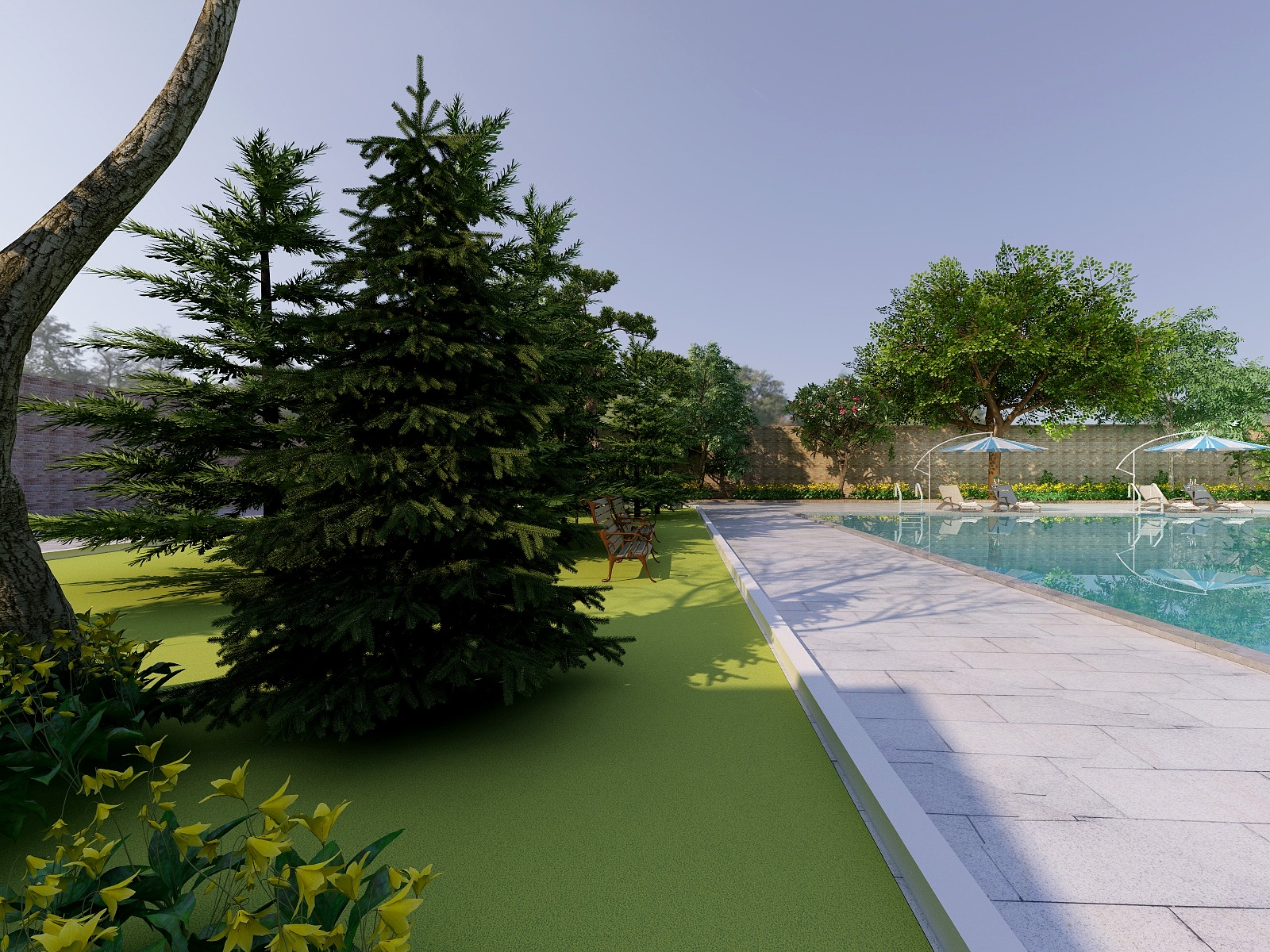 A一李刚-私人咖啡厅一层露台（无顶）装修效果图第2张