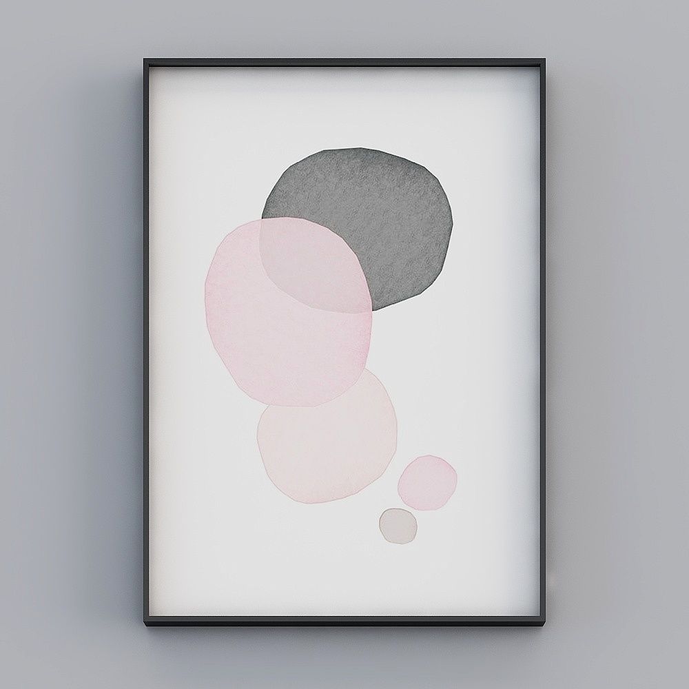 艾黛家居-现代简约风抽象抽象装饰画-133610a3d模型