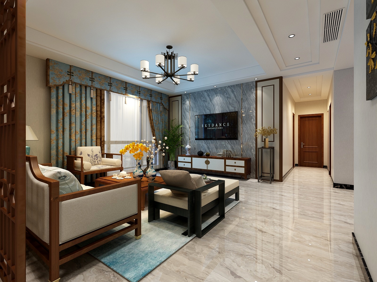 名邦装饰郝海燕-建业壹号城邦新中式-装修设计方案