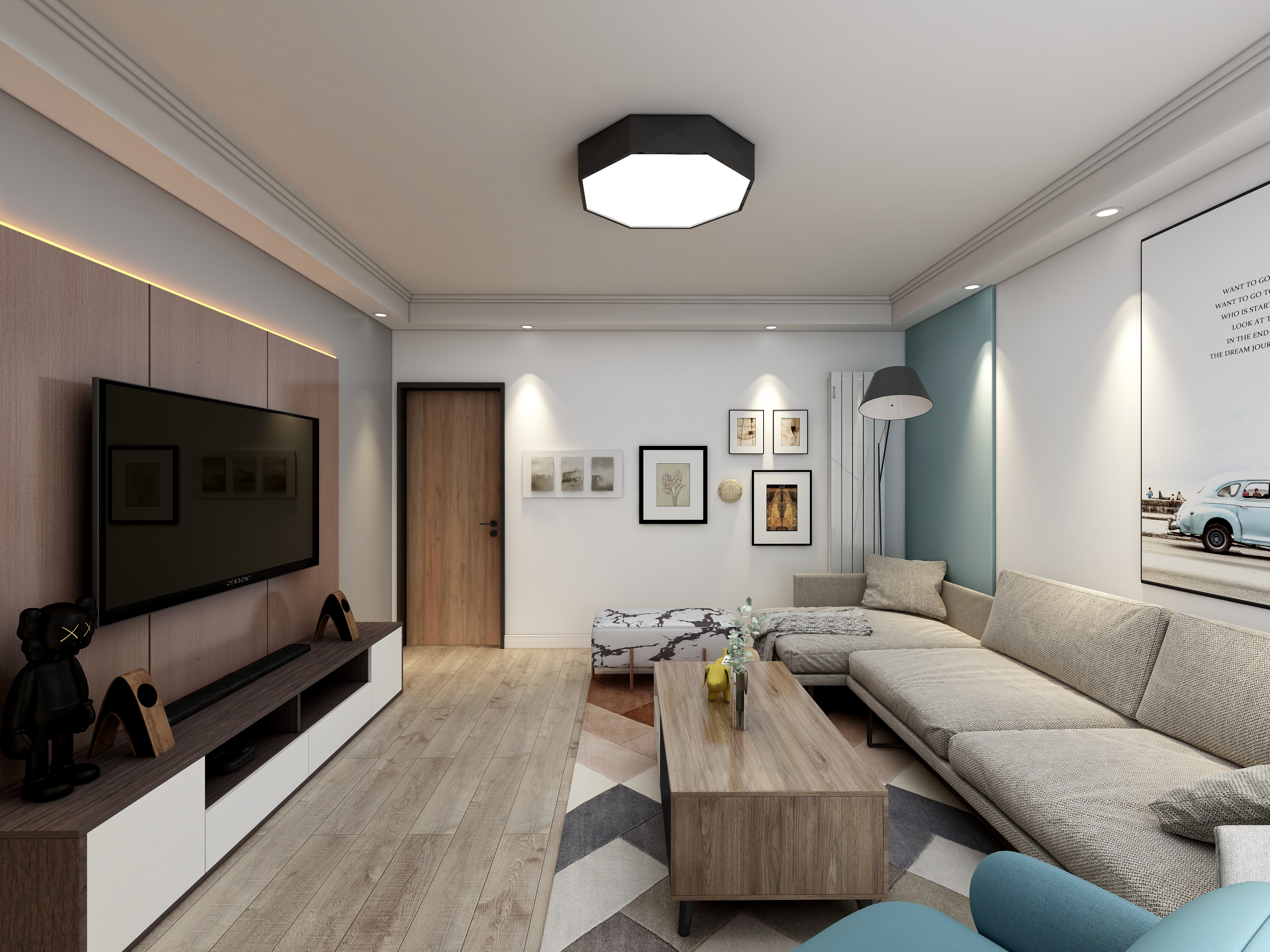 李青越-《三室现代简约》装修效果图