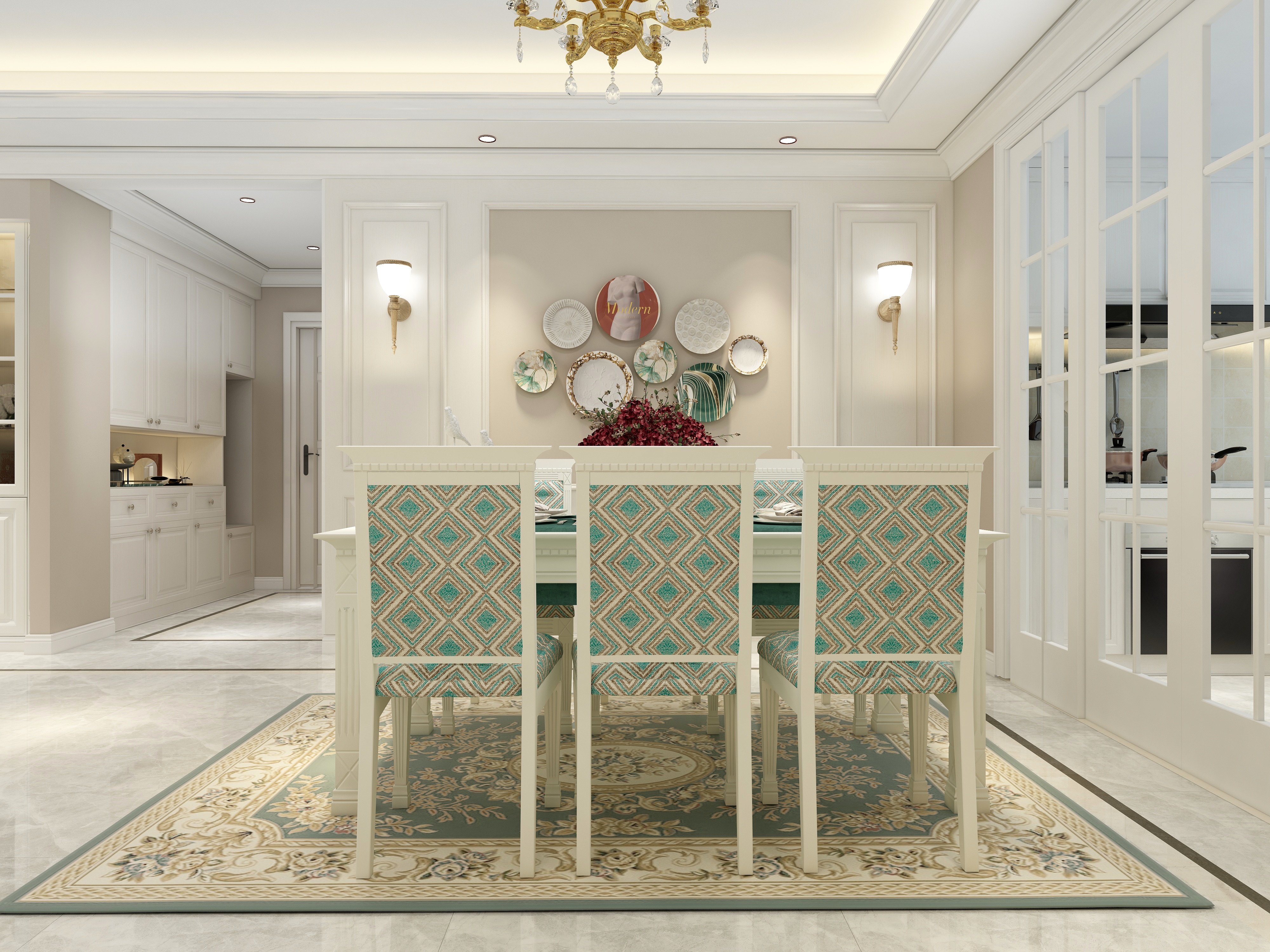 梁筑设计-古典-苏醒的亚特兰蒂斯-140平三居装修效果图