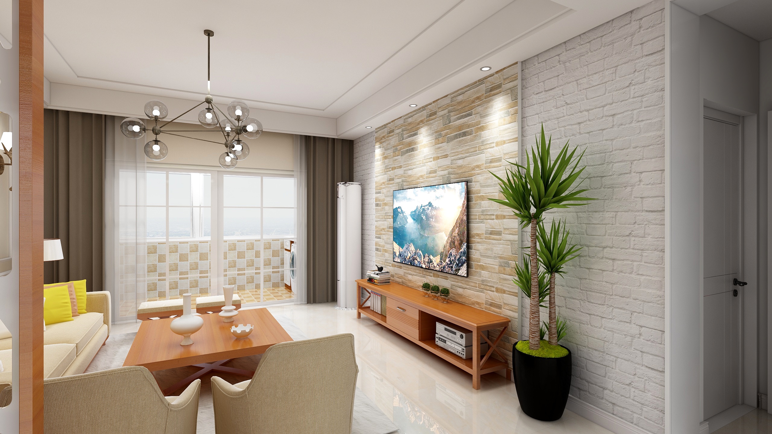 美创装饰Design-新气象2期107户型-刘阿姨-时尚简约风效果2-装修设计方案