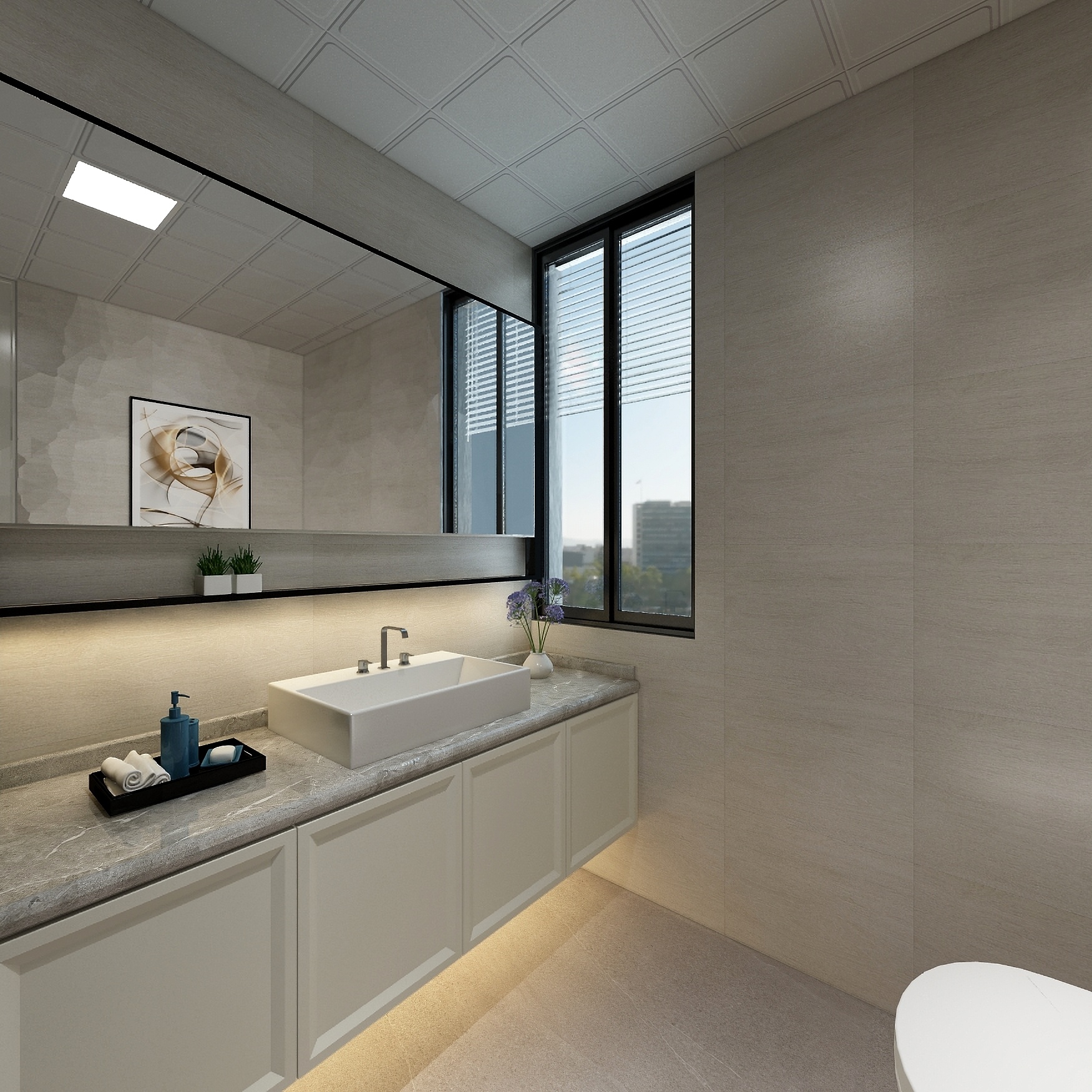 黄建-《绿袖》美式轻奢|三居平层住宅一层主卫装修效果图第2张