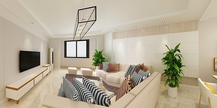 清风家装设计室-现代客餐厅1-装修设计方案