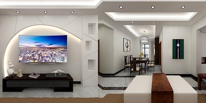 PANGKAIGUO-观府一号张姐雅居-客厅吊顶改动-装修设计方案