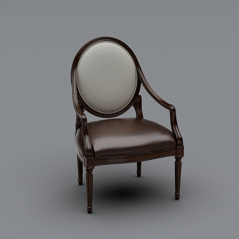 皮布结合圆背装饰椅3D模型