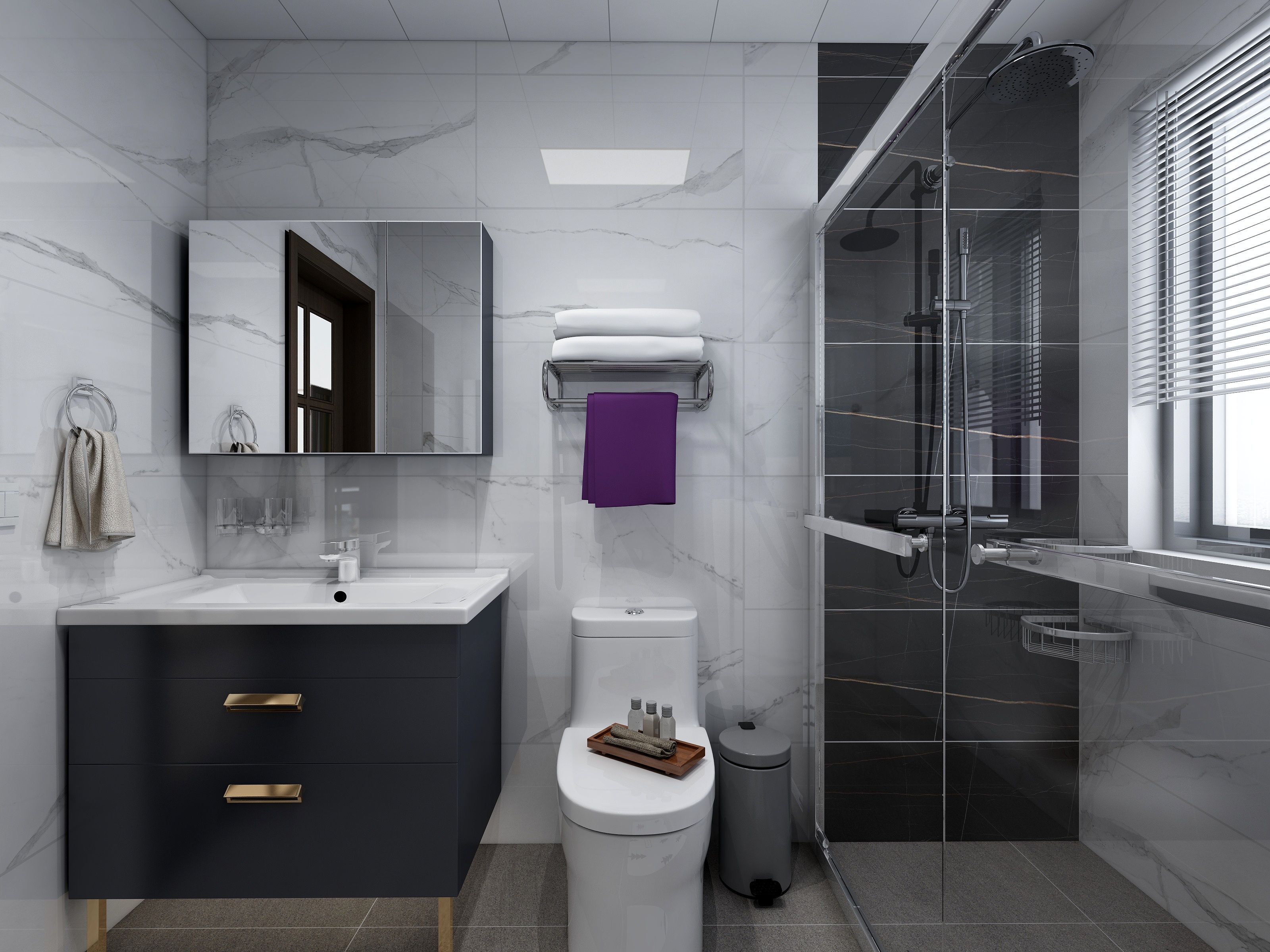 张福梅-现代轻奢||碧桂园天玺一层卫生间装修效果图第1张