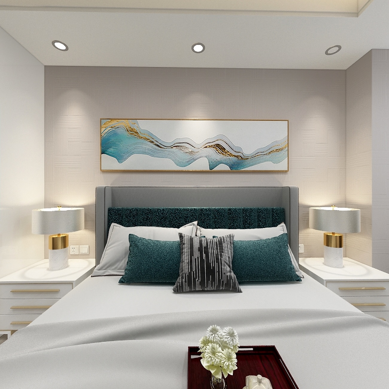 张福梅-现代轻奢||碧桂园天玺一层书房兼客卧装修效果图第4张