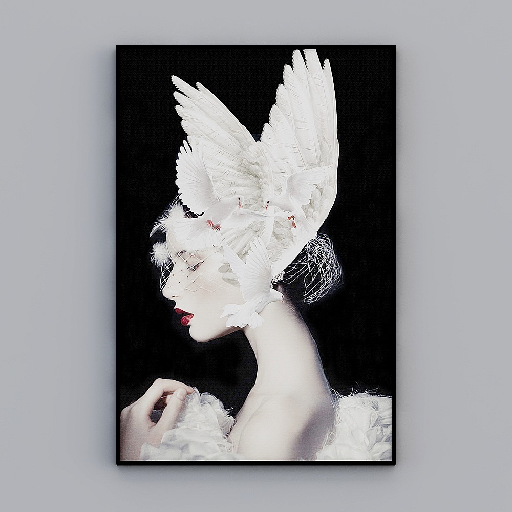 后现代超现实人体艺术美女金平鸽装饰画