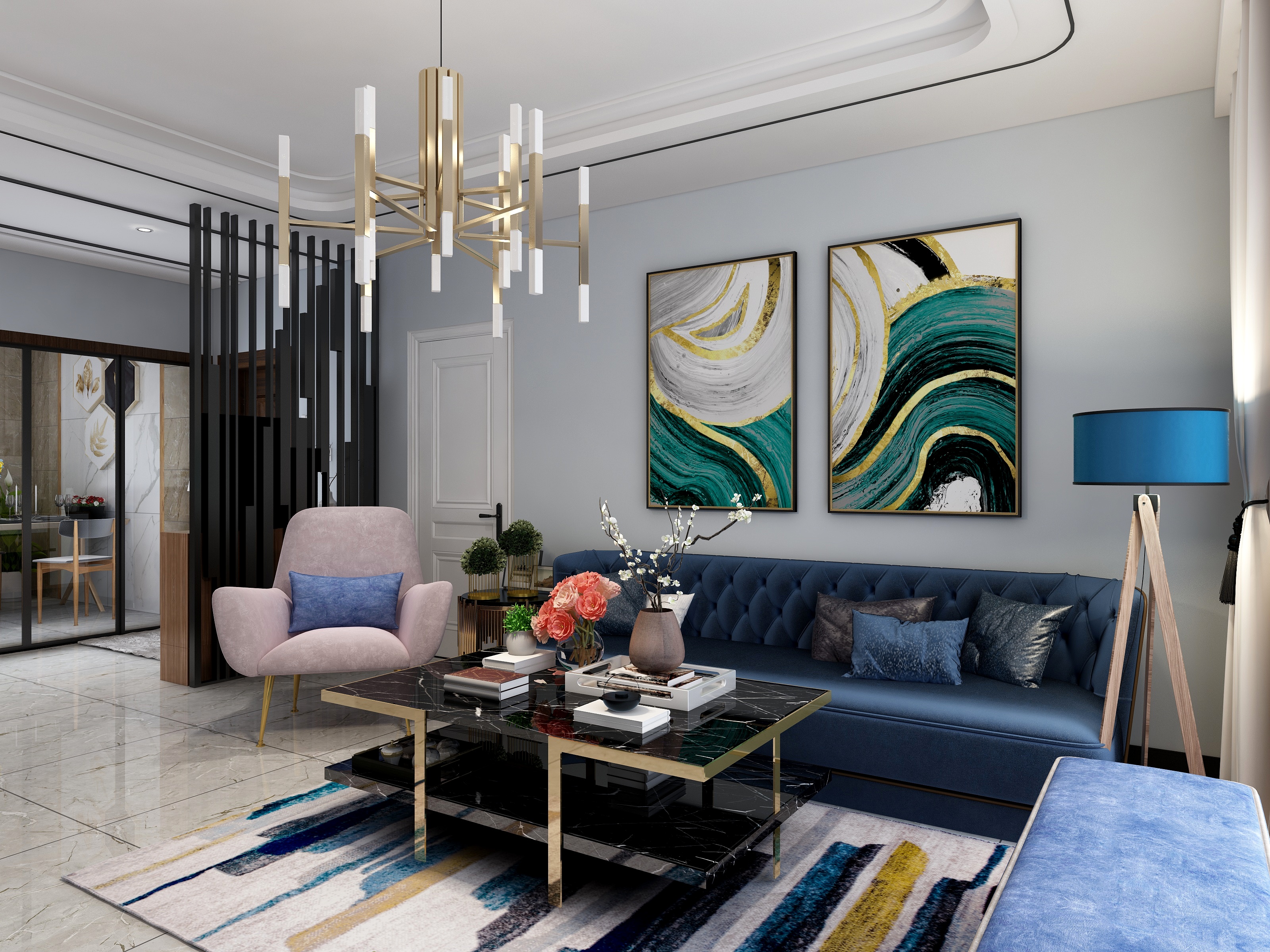 Simple张-120方现代三居装修效果图