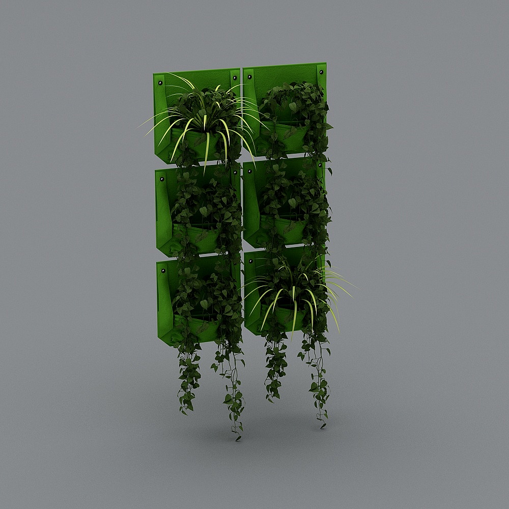 植物墙口袋（6个一套）3D模型