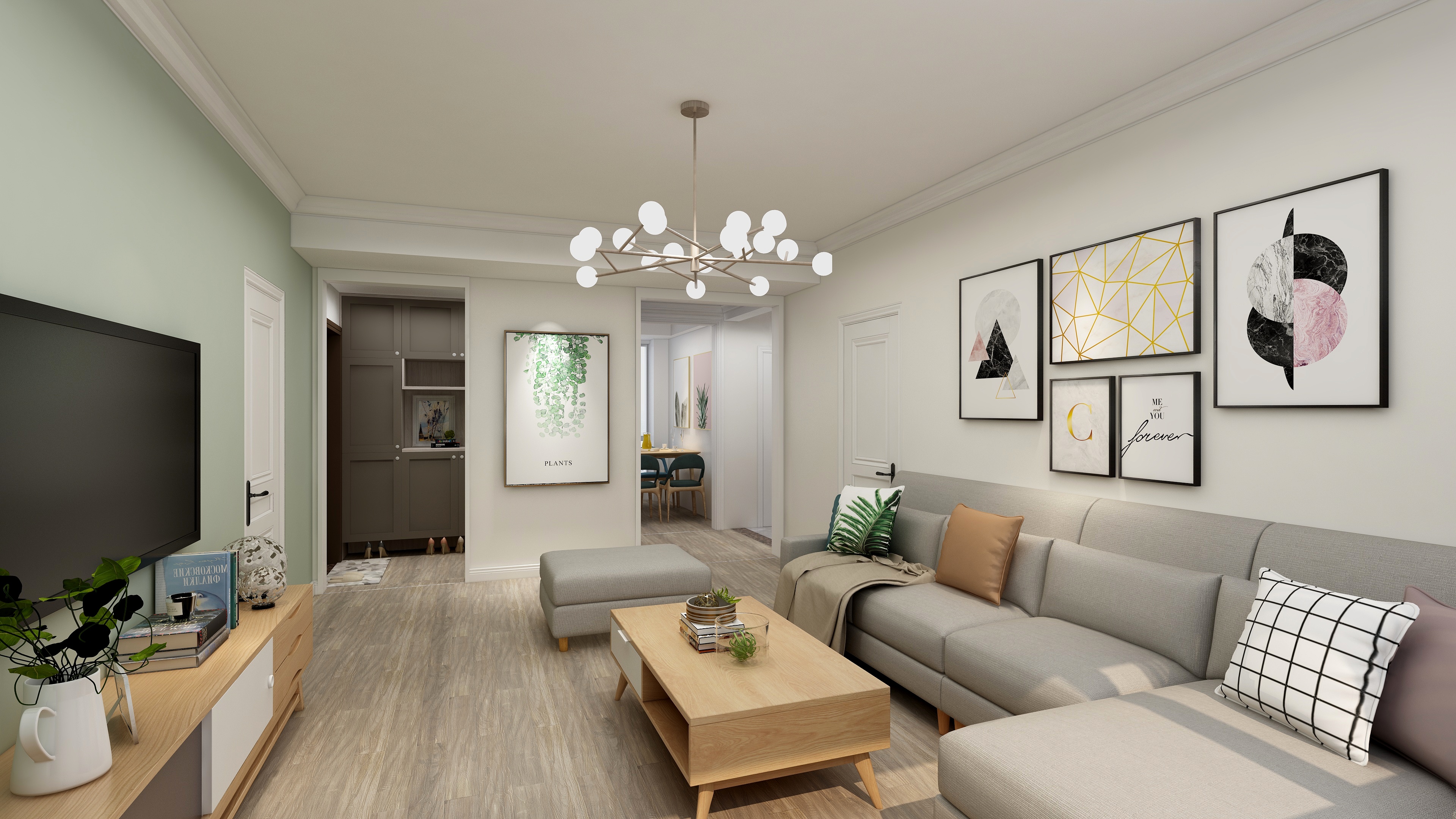 诺维飞机aDJj-85方北欧三居装修效果图