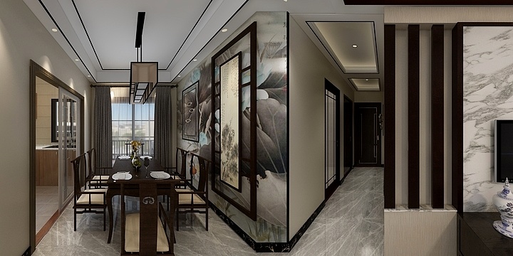 凉薄C-双城时代A102户型新中式风格-装修设计方案