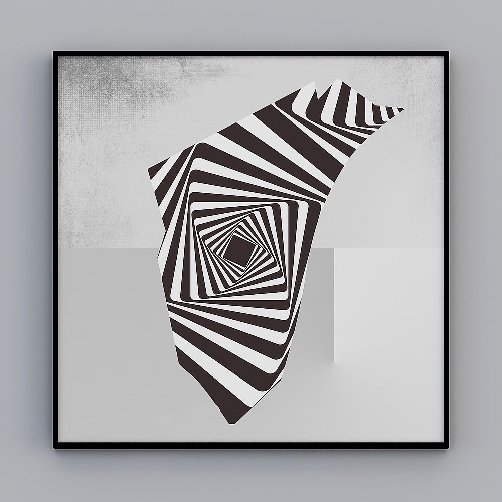 现代简约抽象视觉黑白线条客厅装饰画