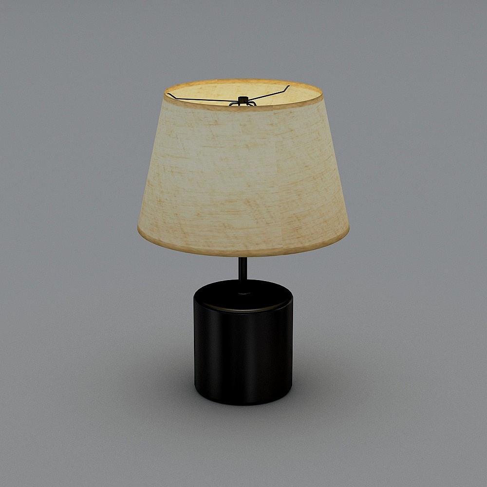 三维灯都·LX-现代简约马卡龙系列铁艺树脂卧室台灯-9011黑-麻3D模型