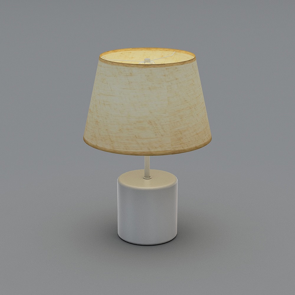 三维灯都·LX-现代简约马卡龙系列铁艺树脂卧室台灯-9011白-麻3D模型