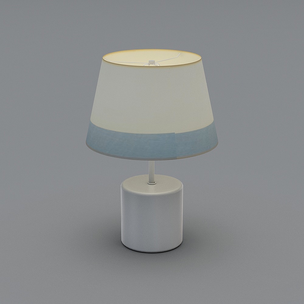 三维灯都·LX-现代简约马卡龙系列铁艺树脂卧室台灯-9011白-蓝3D模型