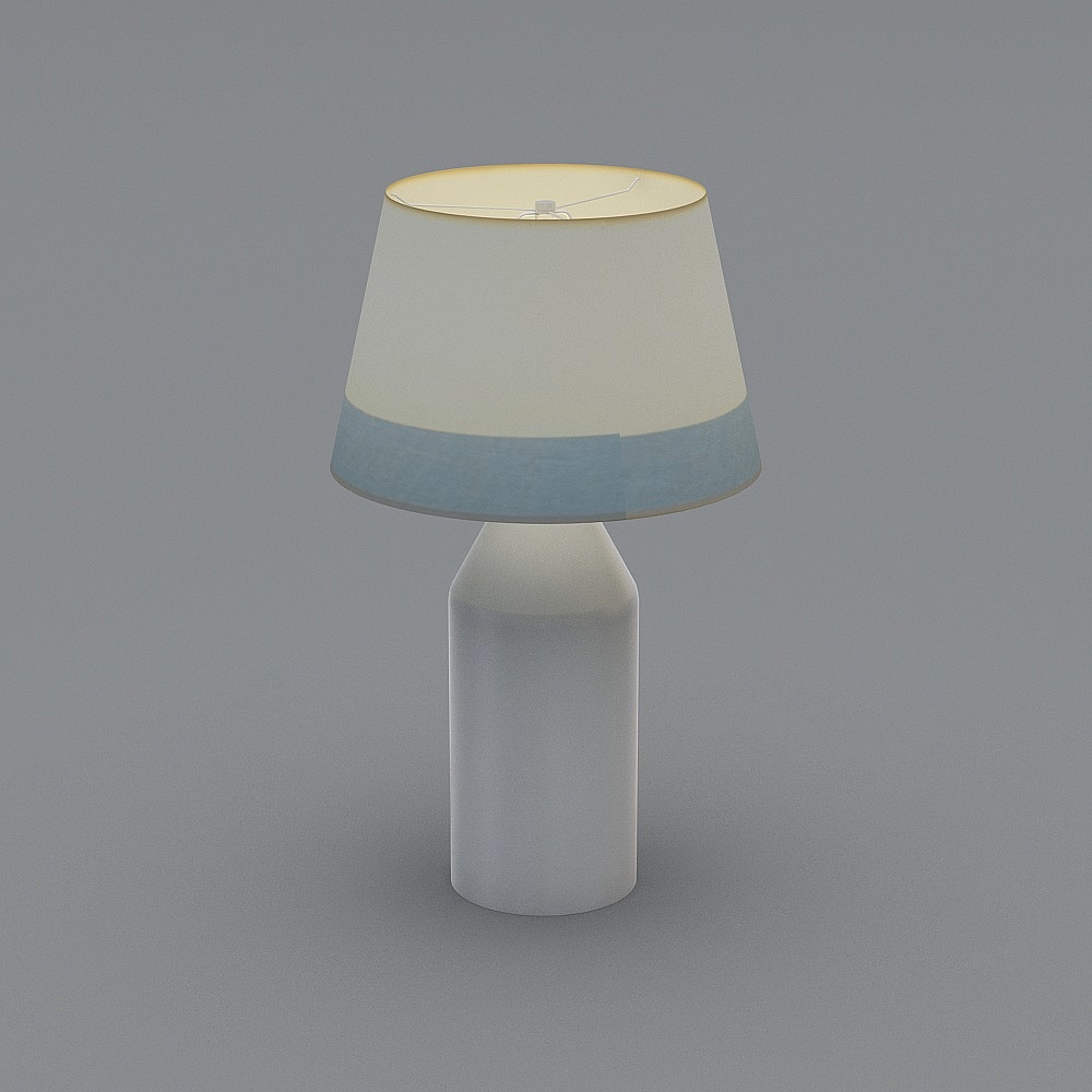 三维灯都·LX-现代简约马卡龙系列铁艺树脂卧室台灯-9012白-蓝3D模型