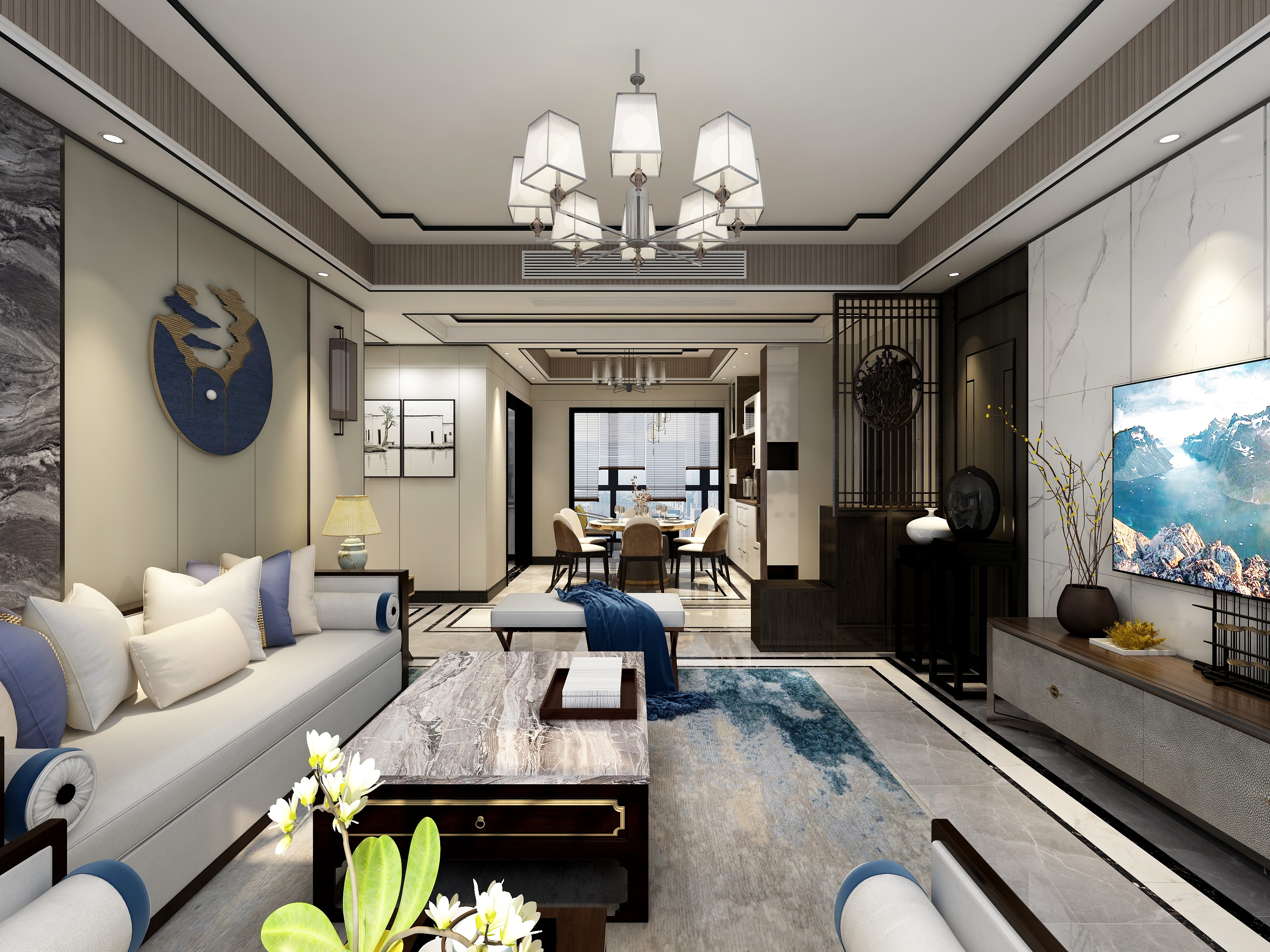 秋禾装饰DQ设计谢德鹏-建发9#02户型新中式-装修设计方案