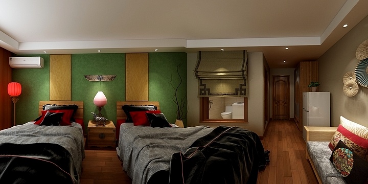 王瑾-民宿(民族风绿)-装修设计方案