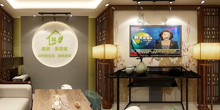 新山设计-新中式接待室-装修设计方案