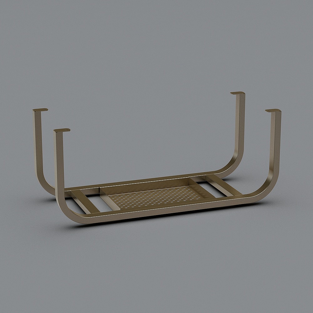 双柱茶几脚踏烘烤架-金色3D模型