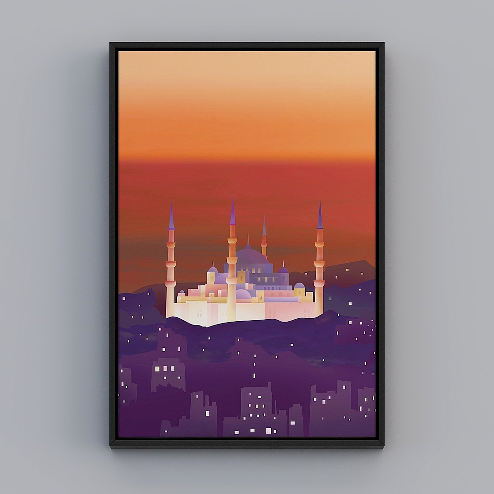 起贝现代客厅单幅竖款黑色框风景43x63cm风景装饰画qy236-x-2