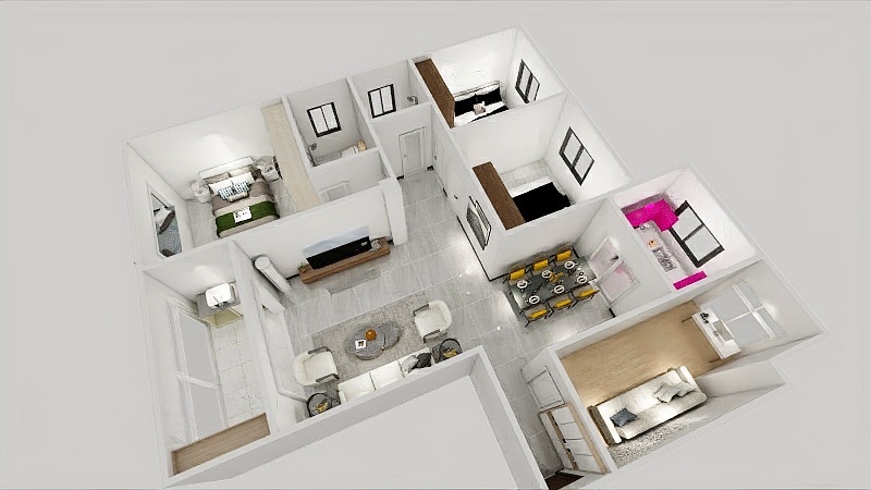 乐居家定制家具-136平方户型图-装修设计方案