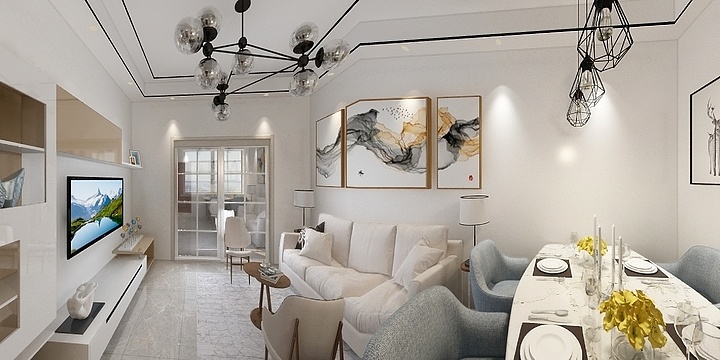 疆宁建设装饰-三杰盛世城45.85㎡G3户型1室2厅1卫1厨-装修设计方案