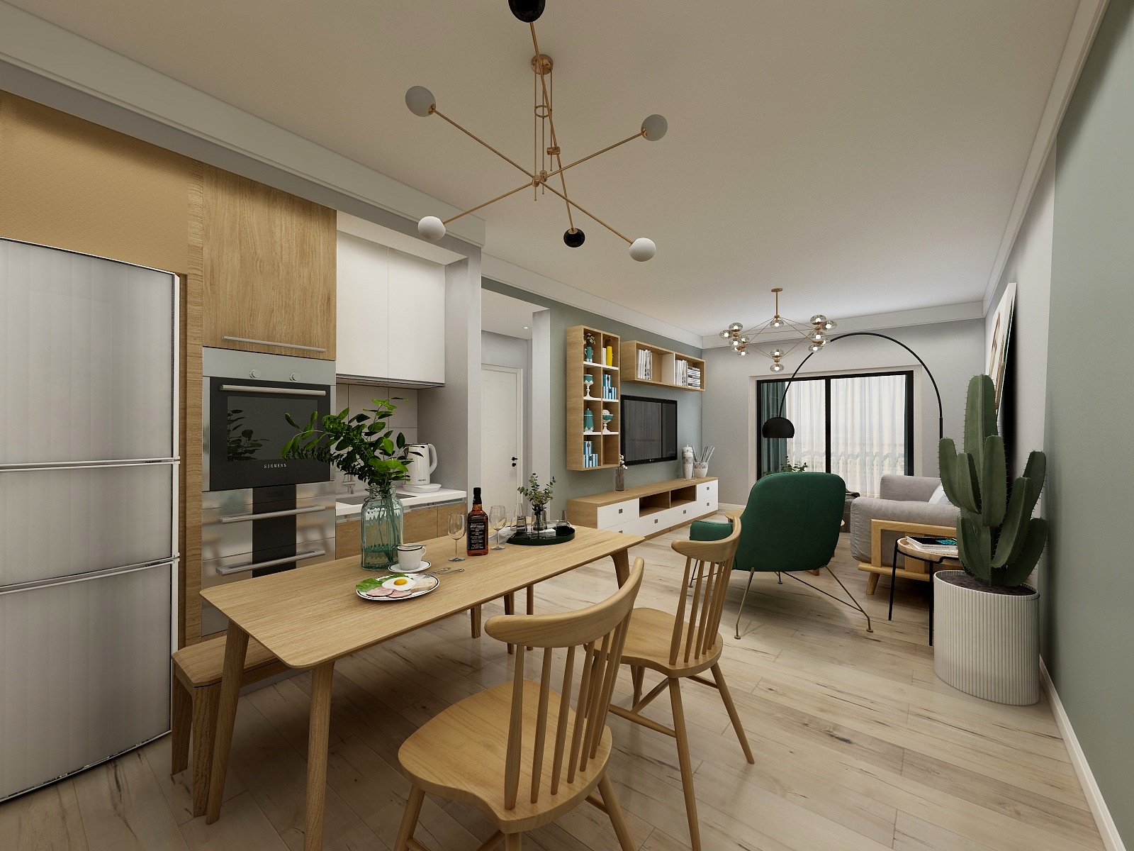 那時曼-91方北欧三居装修效果图