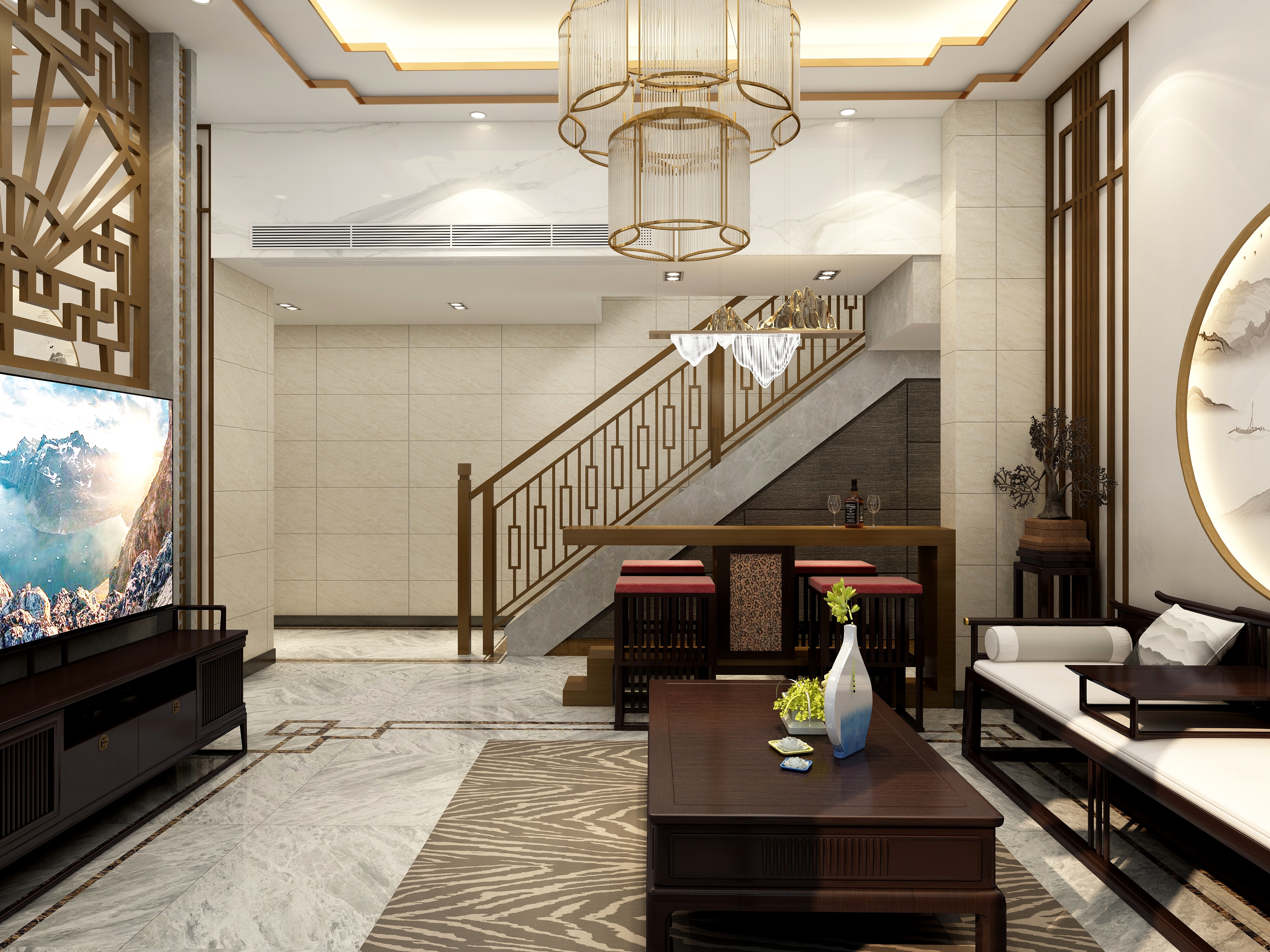 湛智华-新中式复式250平装修效果图