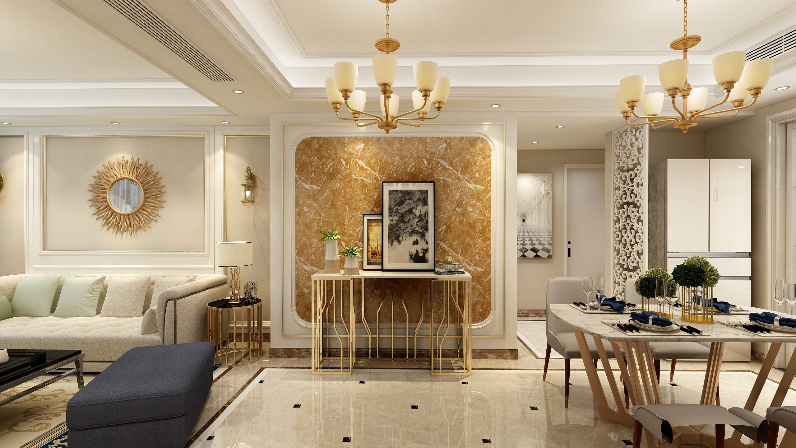 韩凯-139方简欧混搭四居装修效果图