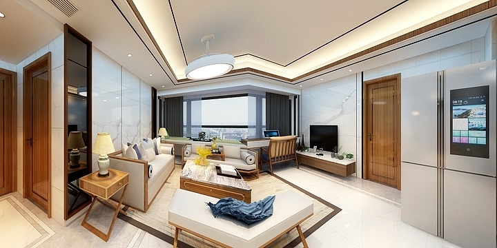 橙橙空间设计-新大洲印象小区1205房3D全景-装修设计方案