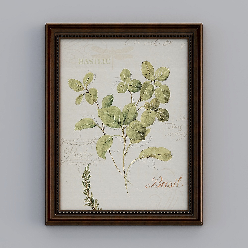 起贝欧美竖款复古棕色框72.5x92.5cm植物emcl-e-1-1