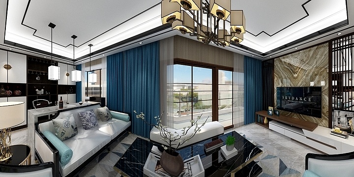 口天吴de吴-新中式客餐厅-装修设计方案