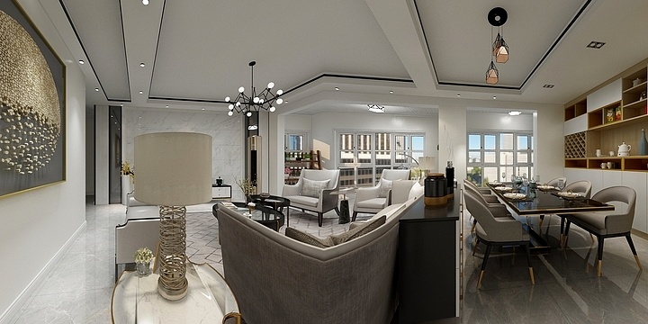 雪之幻-水润东都22-2-501谷仓门现代风格无乌钢线条-装修设计方案