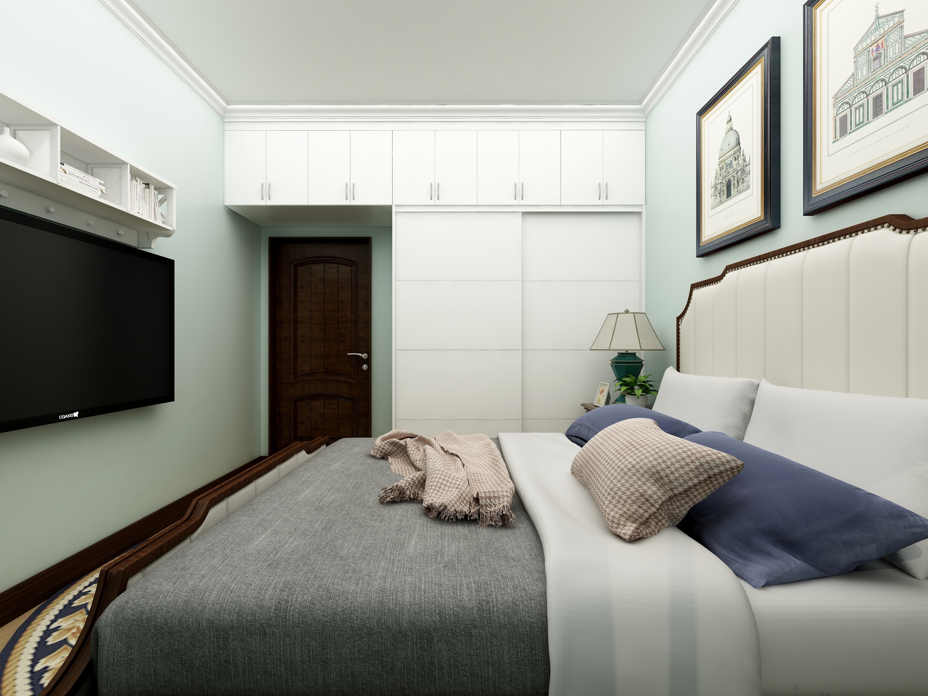 成爽-四川成都莱茵北郡-美式三居一层主卧装修效果图第3张