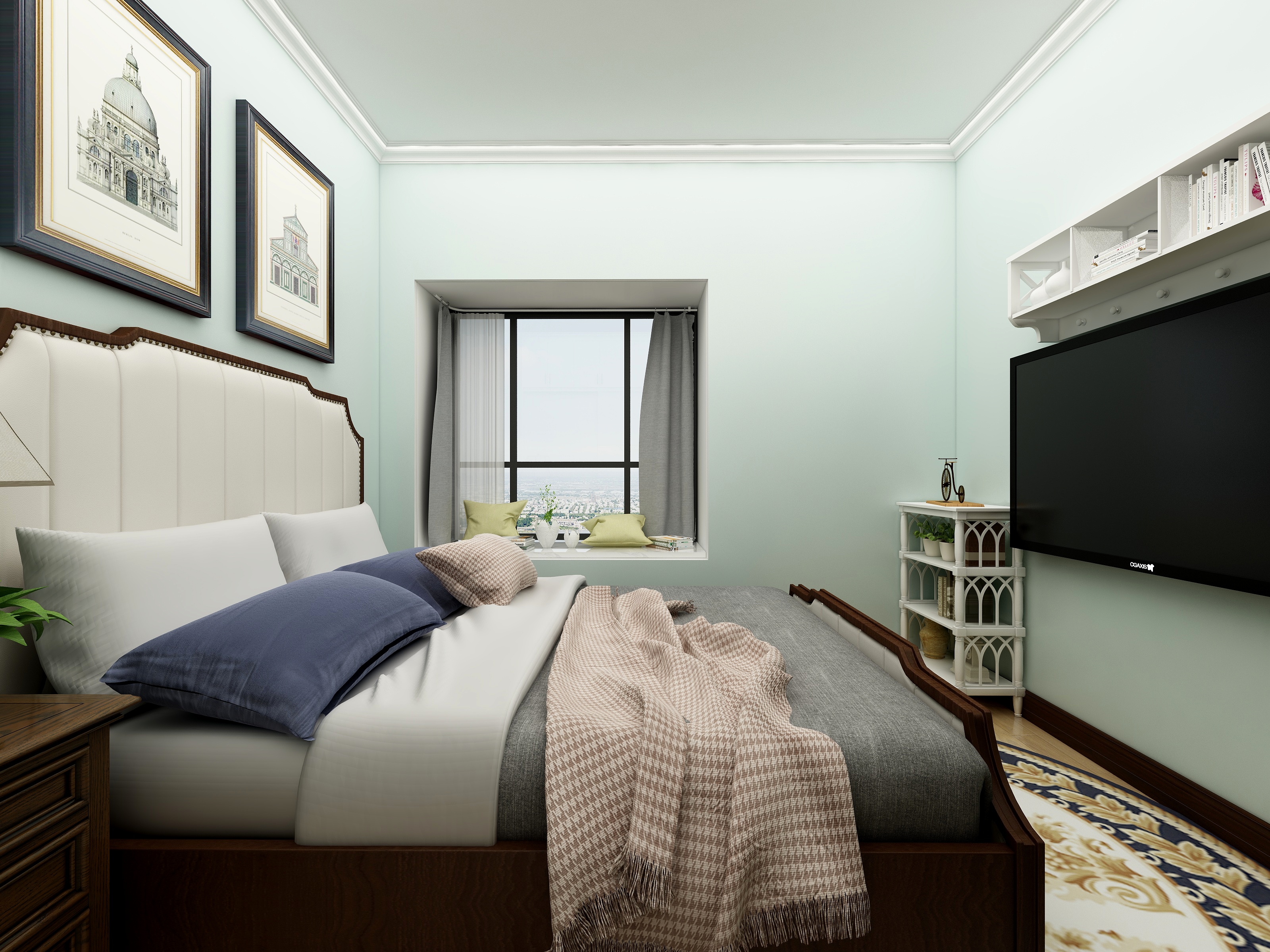 成爽-四川成都莱茵北郡-美式三居一层主卧装修效果图第2张