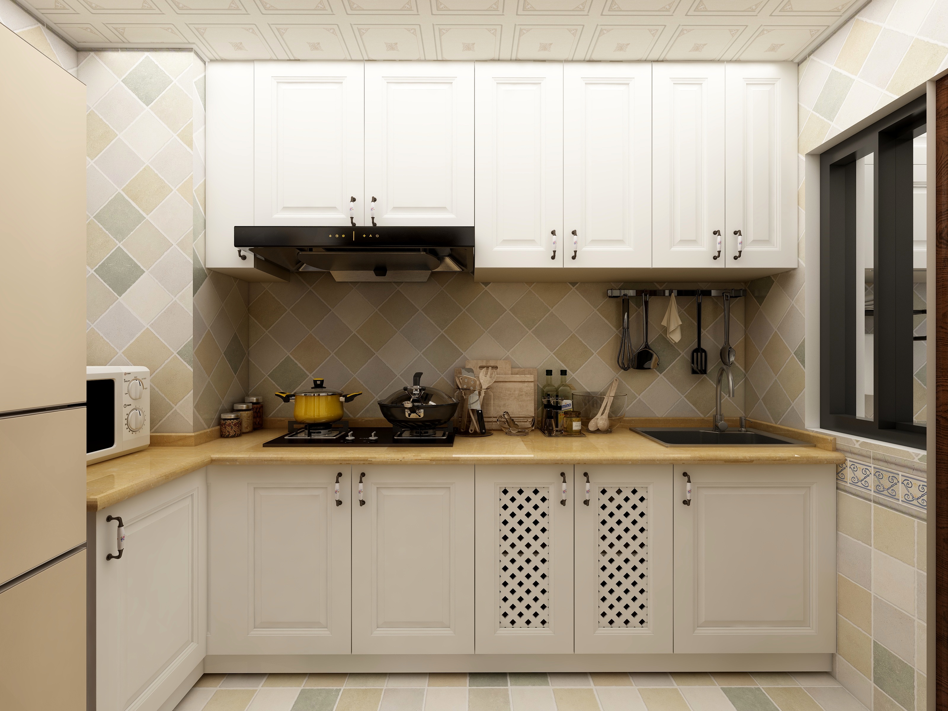 成爽-四川成都莱茵北郡-美式三居一层厨房装修效果图第2张