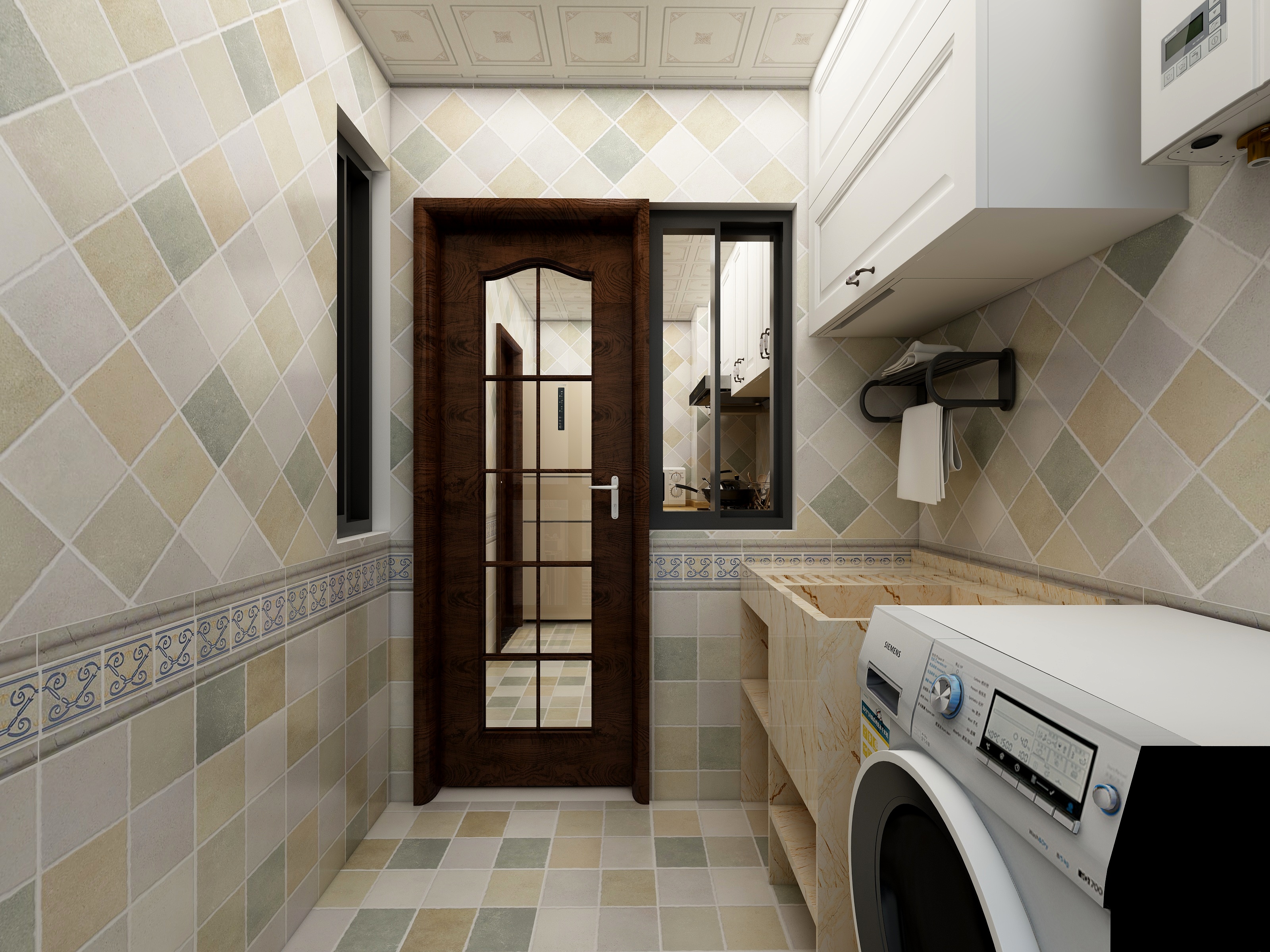 成爽-四川成都莱茵北郡-美式三居一层生活阳台装修效果图第1张